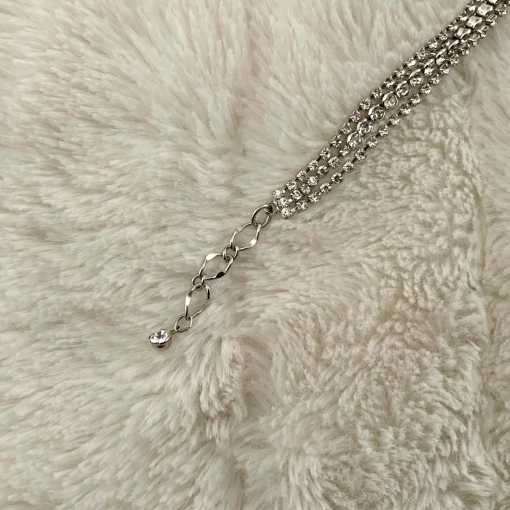 NWT Cescabelle Silver Multi-Strand Rhinestone Statement Bracelet